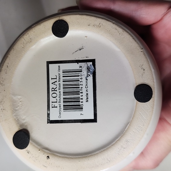 Mason Floral Mask Art Jar - Cream and Yellow New With Tags - Picture 4 of 5